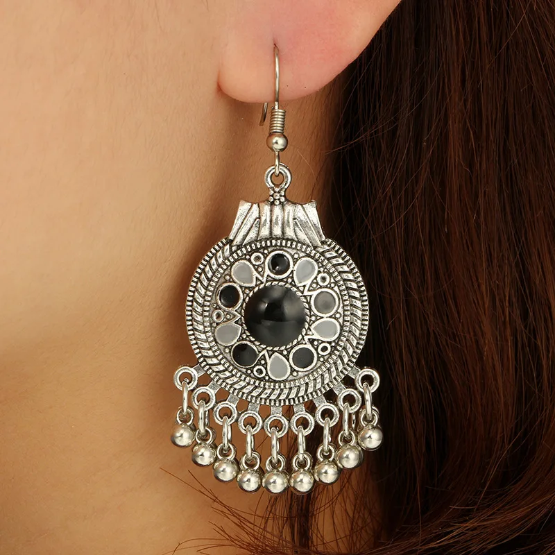 Серьги гвоздики для ногтей модные украшения с геометрическим рисунком круглой