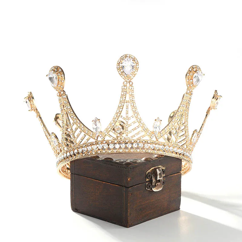 New Retro Baroque Red/Black/Gold/Silver Color Rhinestone Full Round Tiaras Crowns de Noiva Bride Wedding Party Hair Jewelry | Украшения и