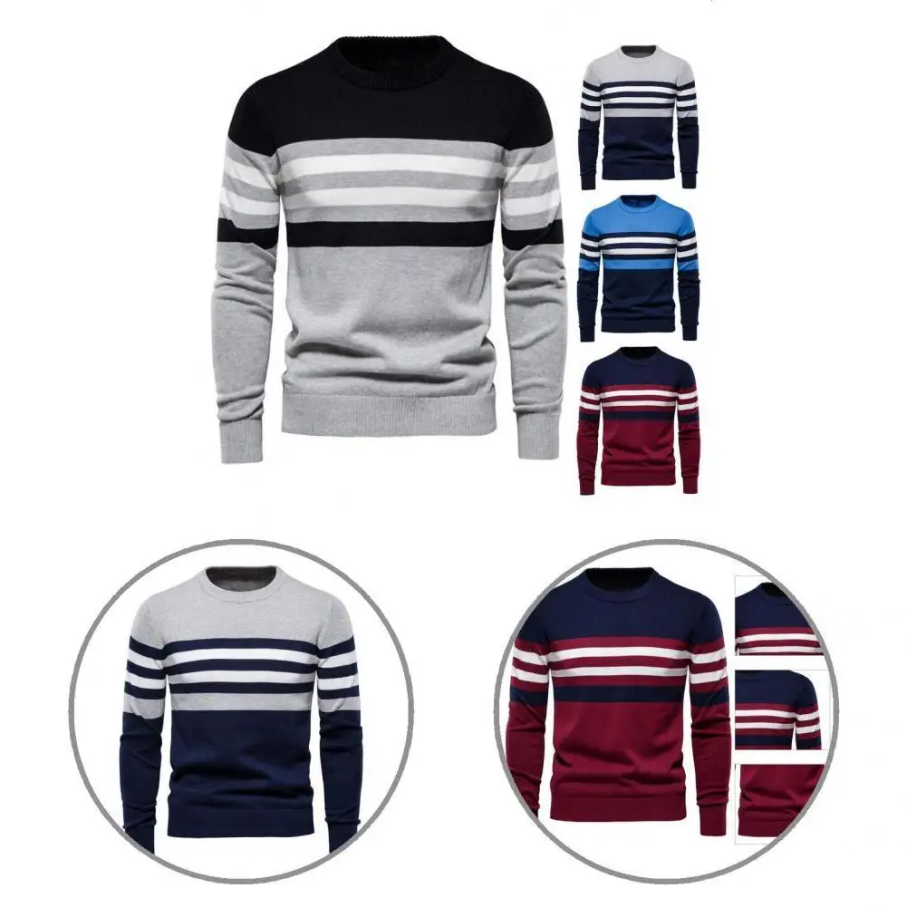 

Winter Sweater Soft Round Neck Stripe Fit Winter Sweater Spring Sweater for Dating