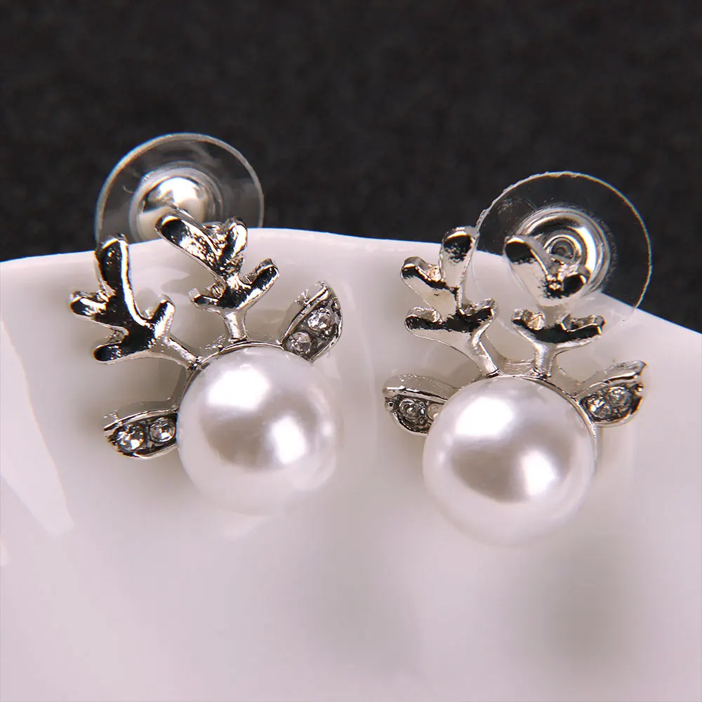 1 пара стильных и элегантный имитация жемчуга в виде оленьего рога серьги