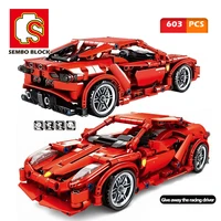 sembo 603pcs city technical racing model building blocks pull back sports car children bricks toys gifts boys supercars