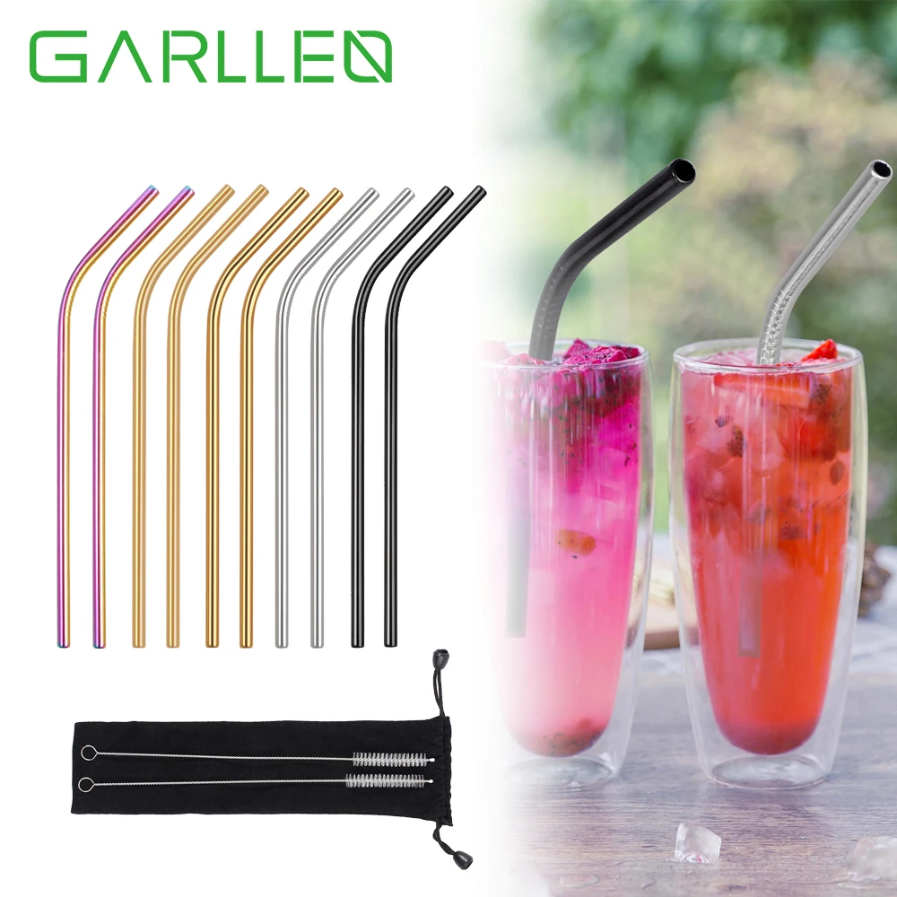 10 шт., многоразовые соломинки из нержавеющей стали 304, 215 мм