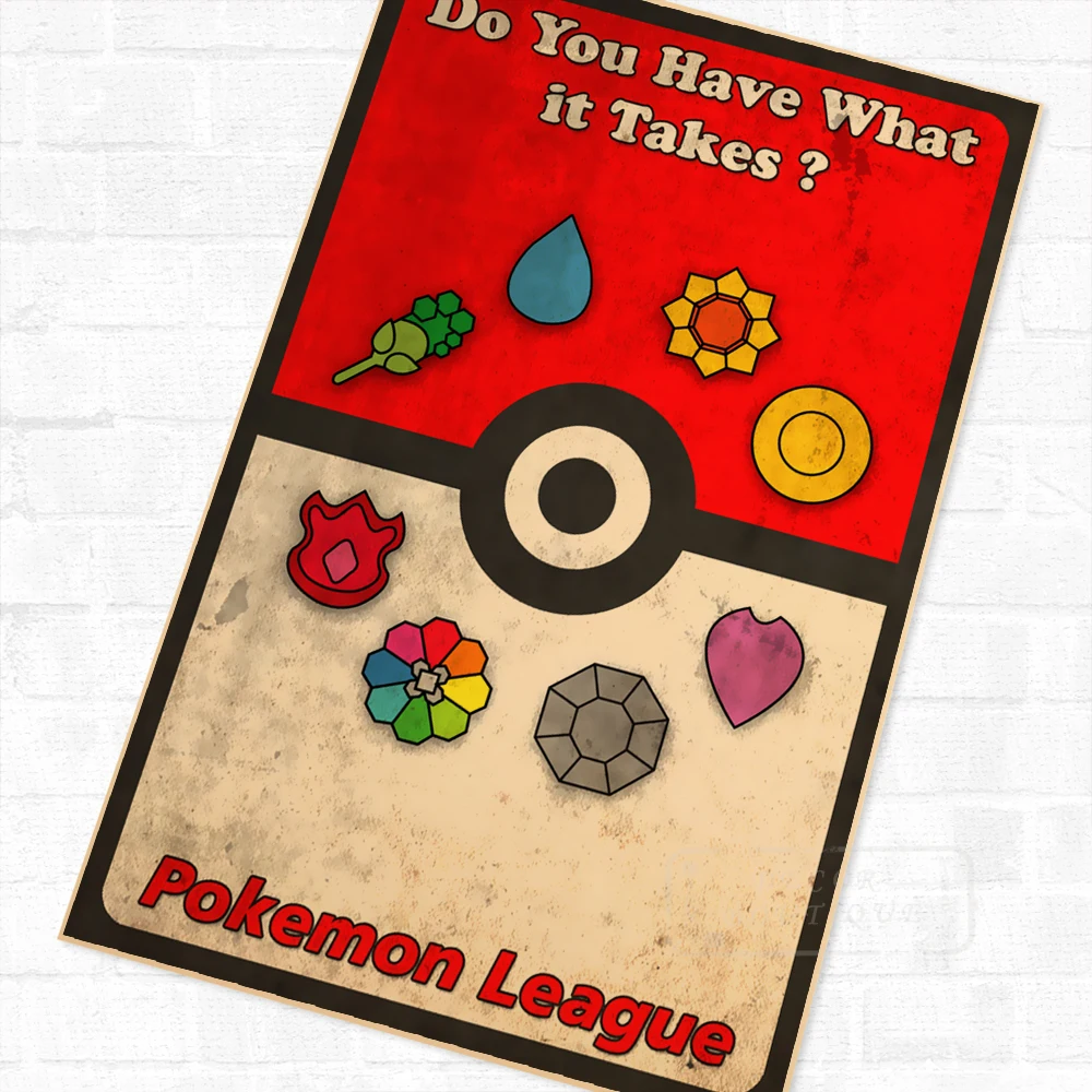 Покемон Лига карманные монстры мультфильм винтажный Ретро Крафт покрытый плакат