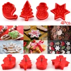 4 шт. штамп форма для печенья 3D Плунжер для печенья резак для кондитерских изделий сделай сам еда помадка форма для выпечки инструмент Рождественская елка Снеговик Новинка