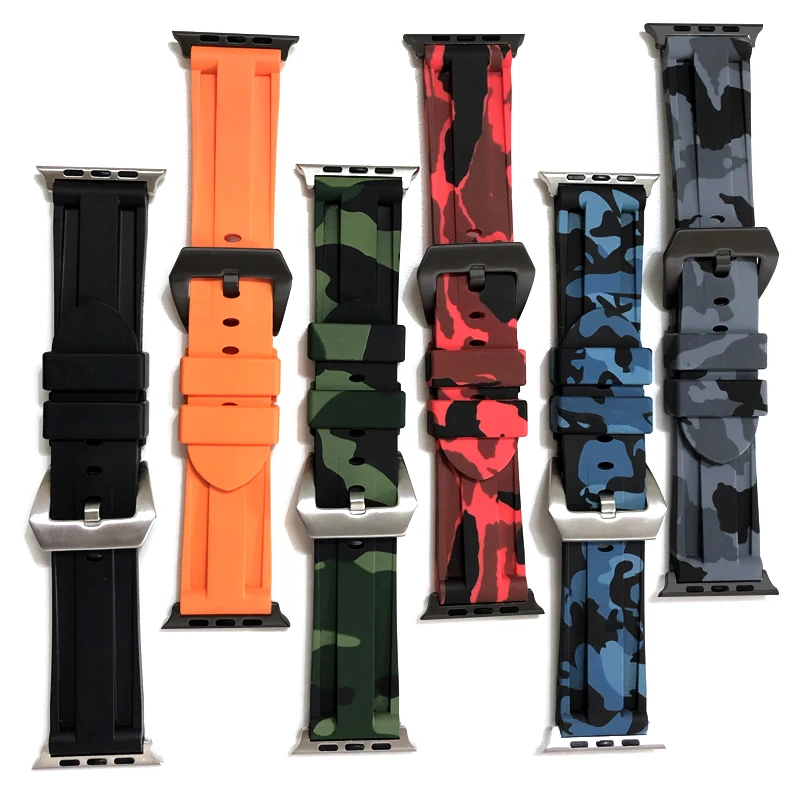 

For Apple Watch Series SE 6 5 4 40/44mm Bracelet Camouflage Sport Watch Band Soft Silicone Wrist Strap For Apple iWatch Series 3