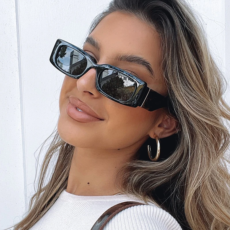 

Очки солнцезащитные женские прямоугольные, маленькие модные брендовые дизайнерские солнечные очки в винтажном стиле, с защитой UV400