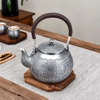 999 sterling silver kettle large capacity household kungfu tea set handmade baifu silver teapot weight 703g capacity 1 4l
