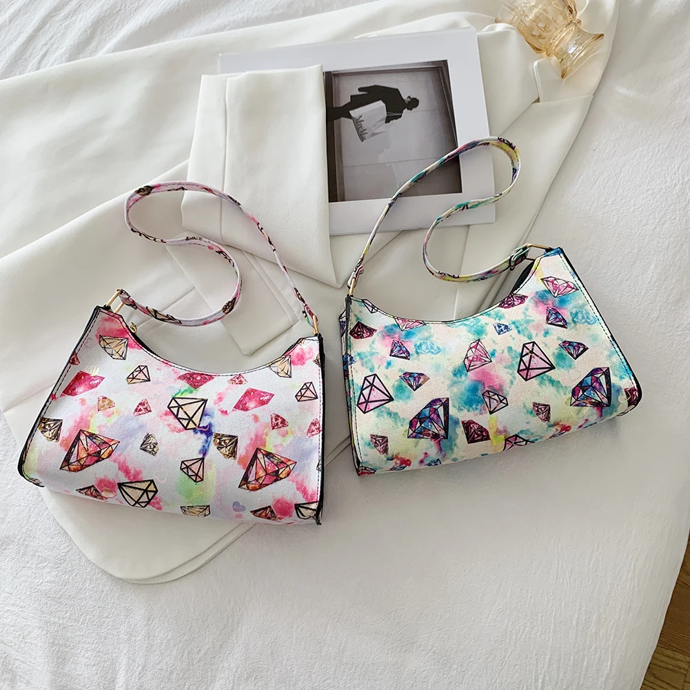 

Трендовая женская брендовая сумка через плечо из искусственной кожи с алмазным рисунком, повседневная женская маленькая сумка-хобо, роскош...