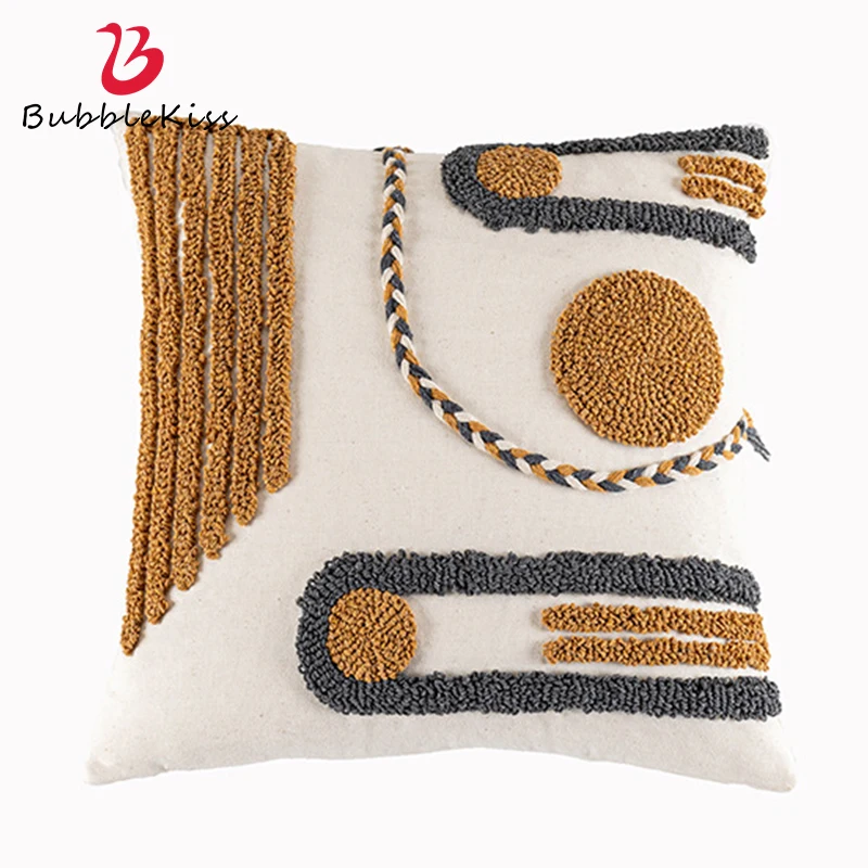 

Bubble Kiss 100% Cotton Cushion Filling Sofa Decorative Throw Pillow Case Square Hand-Tufted Indian Style Bedding Pillow Cover
