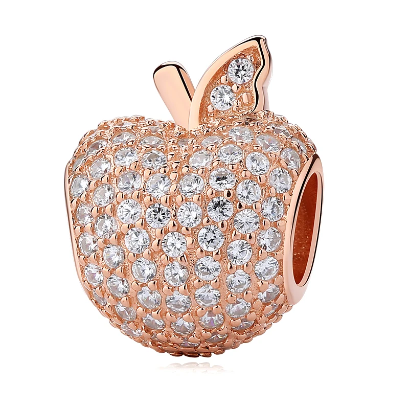 YW20931 Authentic 925 Sterling Silver Beads Charm Crystal charm Rose Gold Clear CZ Fit Original Pandora Bracelet Women Diy Jewelry - Цвет: YW20931