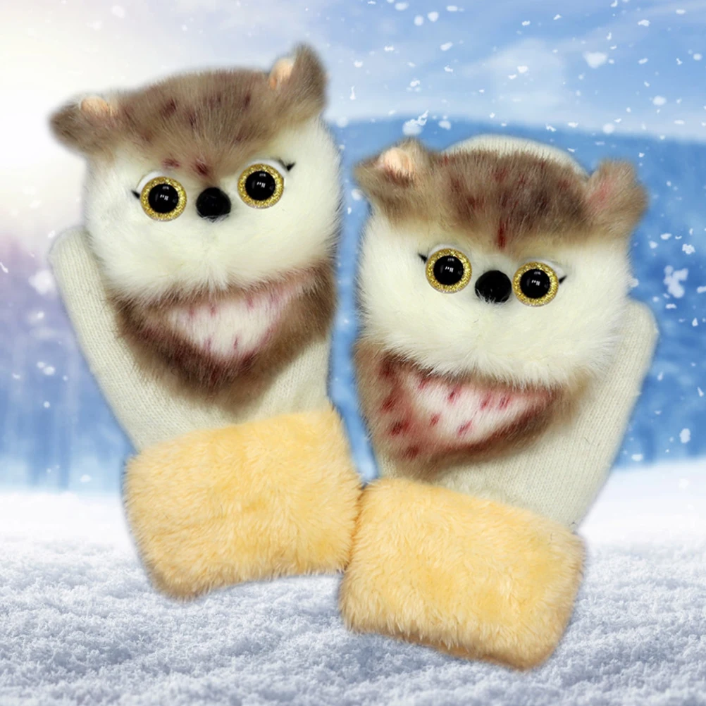 

Winter Warm Knitted Full Finger Gloves 3D Cartoon Animal Men Women's Cycling Gloves Outdoor Sports Gloves Bike Bicycle Gloves