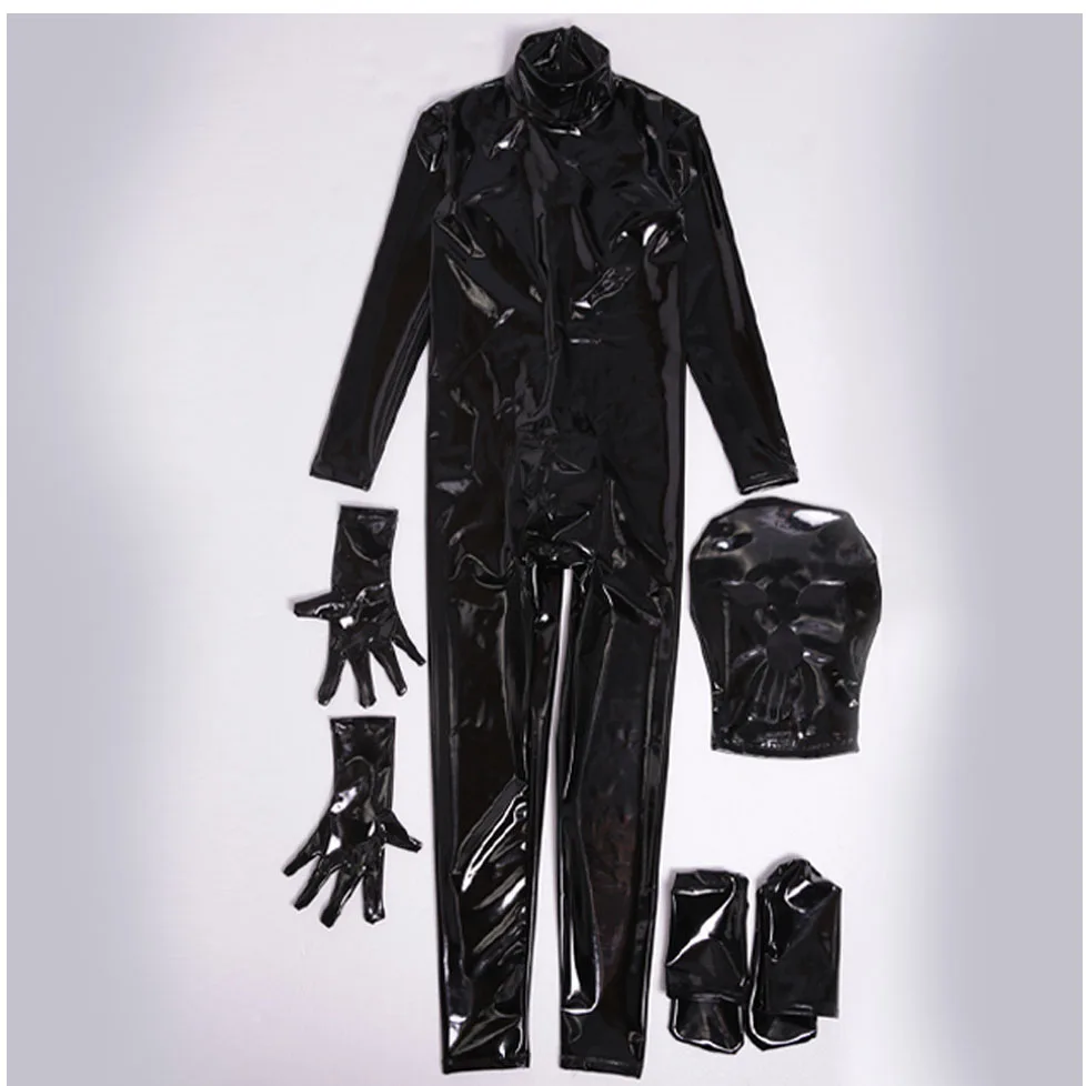 

Wetlook Shiny PVC Catsuit Faux Latex Cosplay Zentai Harness Men Full Body Suit Sexy Costume Jumpsuit Self Bondage Bodysuits