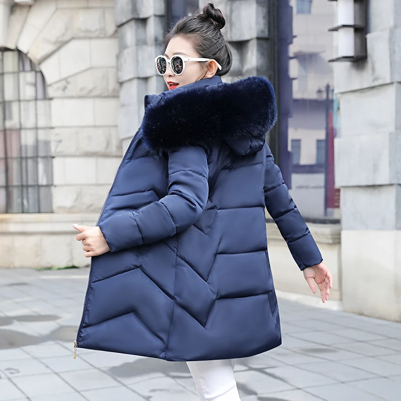 Женское теплое пальто с капюшоном базовая зимняя куртка размера плюс