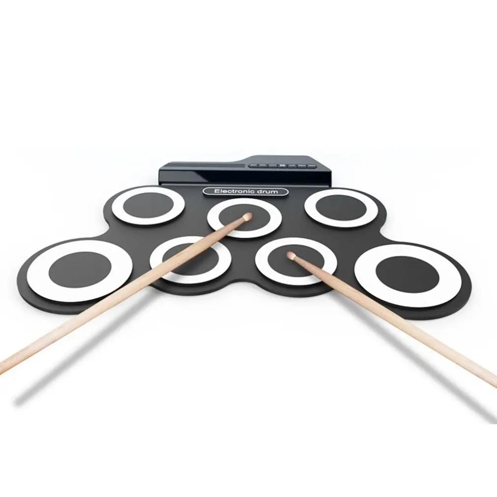 7 keys NEW Portable Digital Mono Electronic Drum Set Kit Silicon Pads Built-in Speaker USB Powered with Drumsticks Foot Pedals |