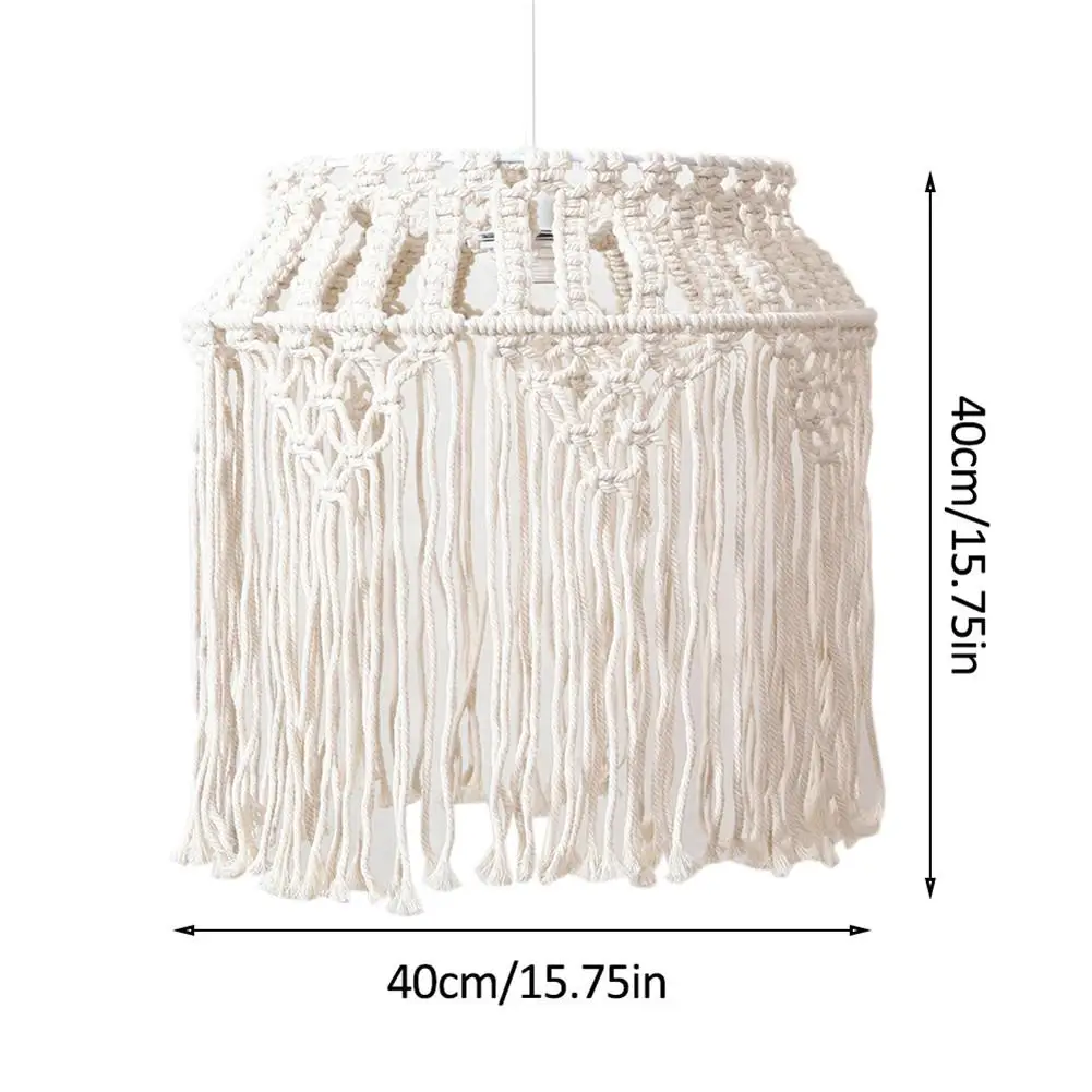 

Bohemian Lampshade Macrame Hand-woven Cotton Rope Hanging Lampshade For Living Room Bedroom Wedding Decoration