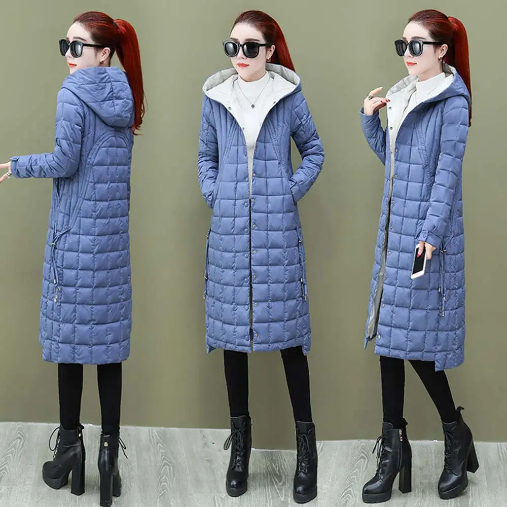 Женское Стеганое пальто из зимней коллекции теплая длинная парка до колена с