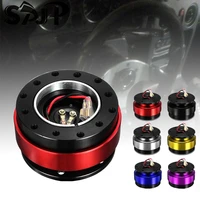 universal car interior parts aluminum 6 hole car quick release steering wheel snap off hub adapter boss kit with logo