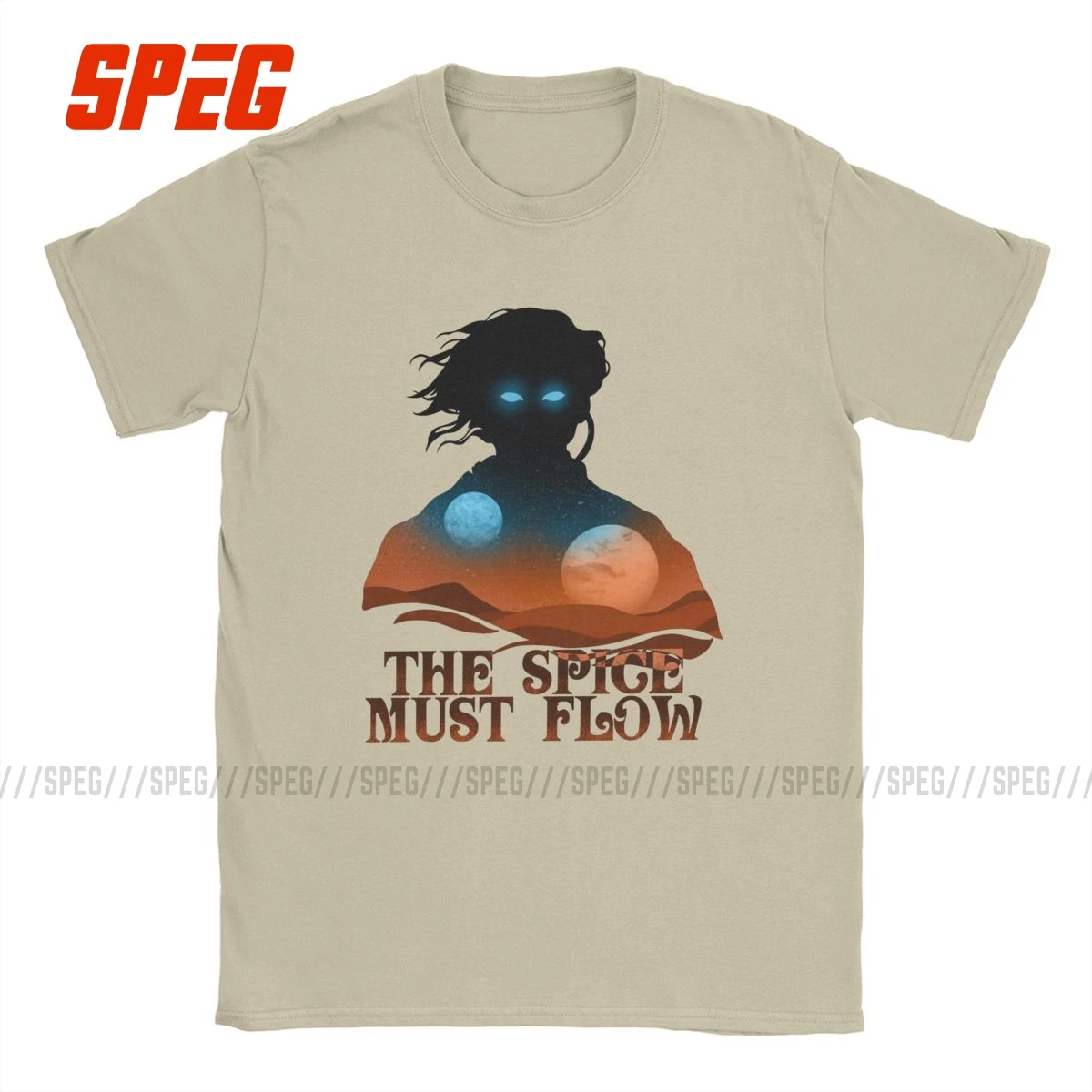 Crazy Dune Frank Herbert Science T-Shirt | Men's Crew Neck 100% Cotton Tee | The Spice Must Flow | Short Sleeve Shirt image 3