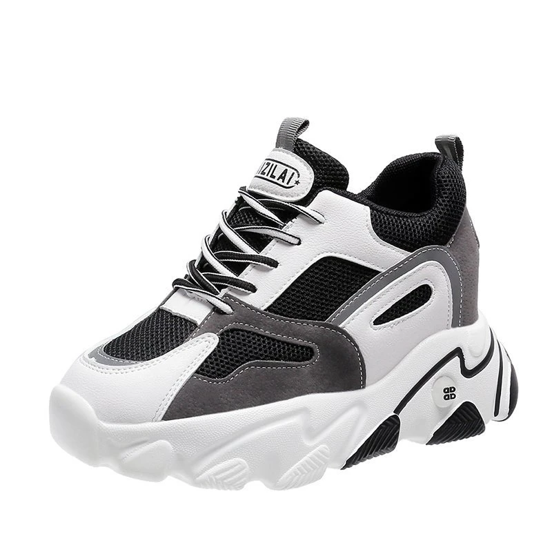 

2020 Wedge Sneakers For Women Platform Chunky Shoes Ulzzang Fashion Walking Trainers 8cm Height Increasing Casual Shoes Woman