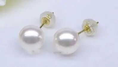 

Высшее качество AAAA настоящие круглые серьги 10-11 мм с белым жемчугом южного моря 18k