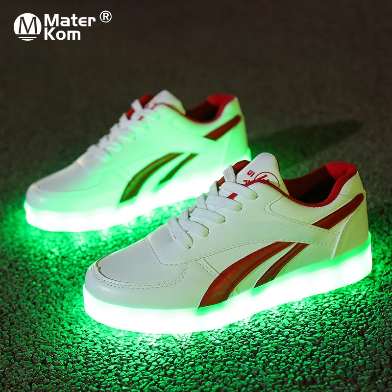 

Кроссовки Детские светящиеся с USB-зарядкой, дышащие Нескользящие, повседневные, туфли со светодиодной подсветкой для мальчиков и девочек, р...