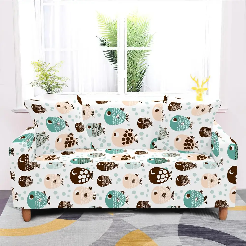 

Cartoon Slipcovers Sofa Cover Cotton Elastic for Living Room Couch Towel Single/Two/Three/Four-seater