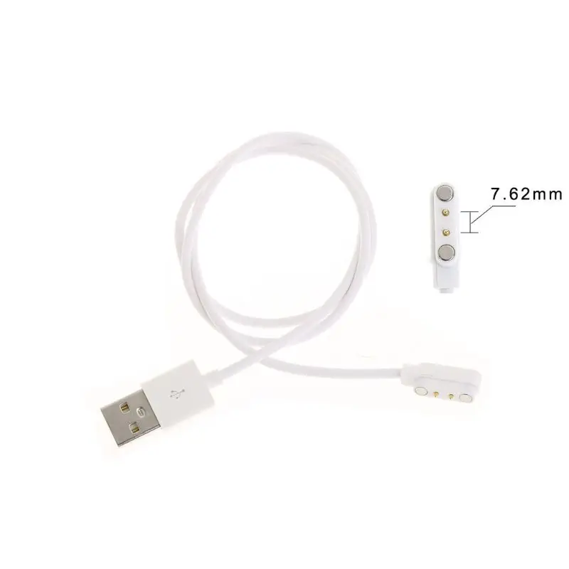 

652F 80cm Magnetic USB Charge Charging Cable For Smart Watch Bracelet with Magnetics Plug For 2 Pins Distances 7.62mm Power