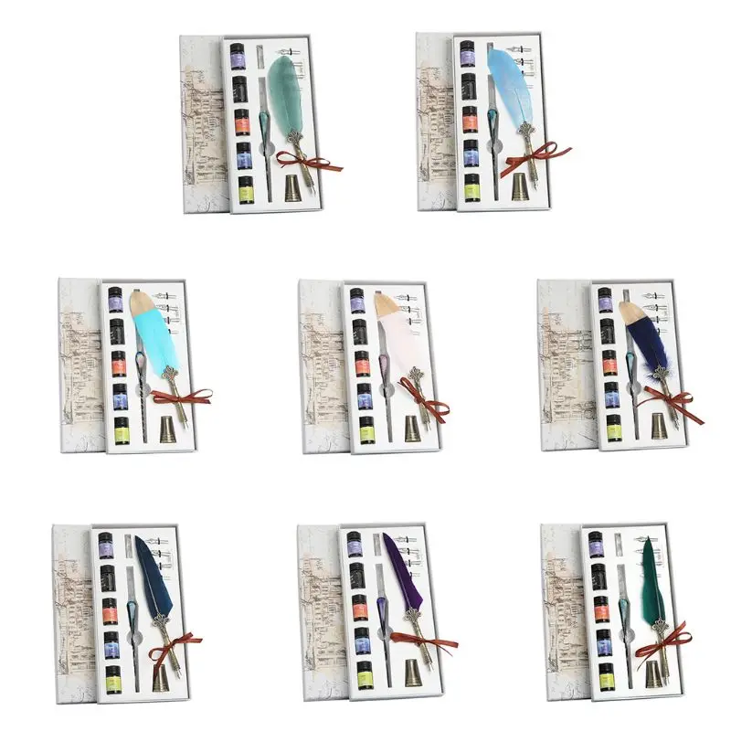 

1 Set Vintage Calligraphy Feather Dip Pen Fountain Writing Ink Nib Stationery 1XCE