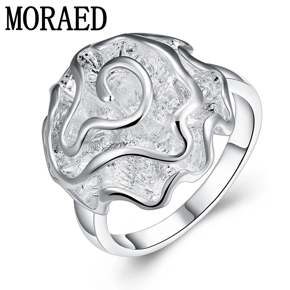 

New Arrival 925 Sterling Silver Elegant Rose Flower Rings Woman Engagement Wedding Silver Rings Fashion Jewelry