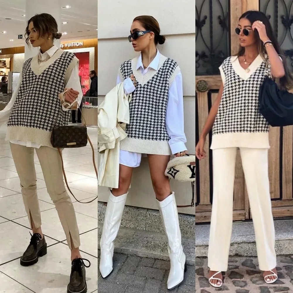 

Ladies Autumn Winter Sweater Women Pullover Casual V Neck Warm Soft Slim Sleeveless Women Sweaters Knitwear Tops Female Vests