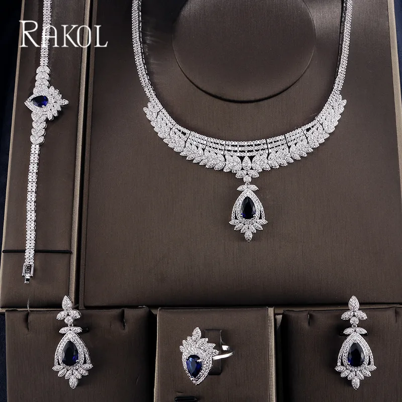 RAKOL великолепный роскошный полностью проложить кубический цирконий Модный