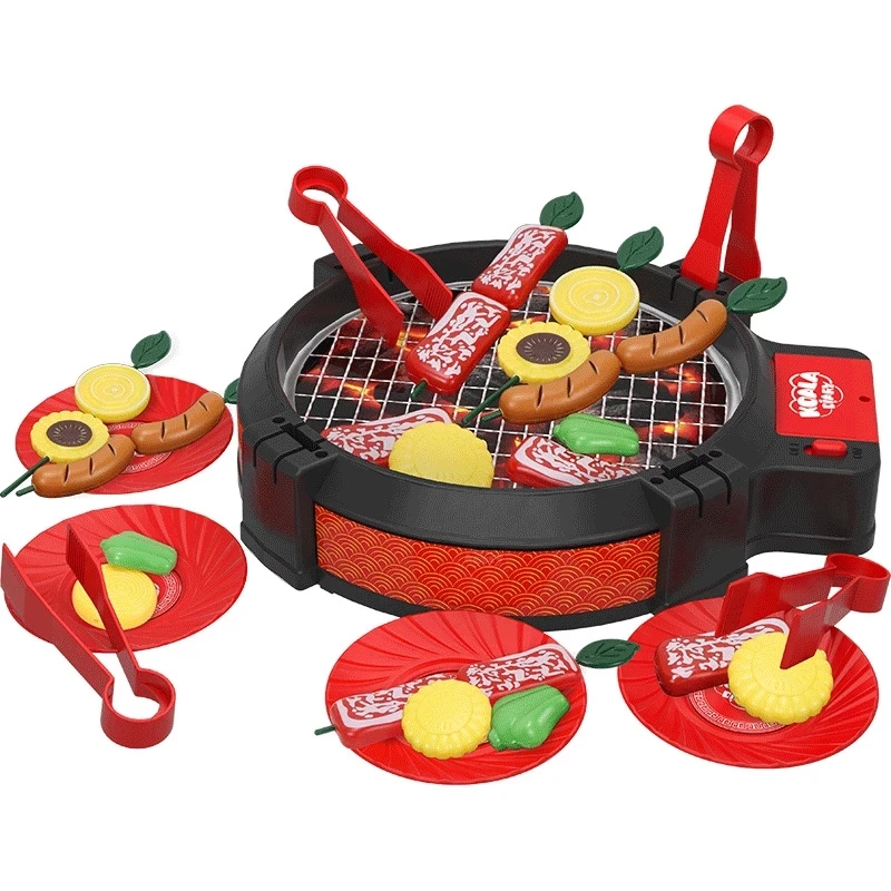 

Kids Simulation Kitchenware toy Barbecue Box Pretend Toy Food Material Baking String Rack Kitchen Family Play Game Gift Sets