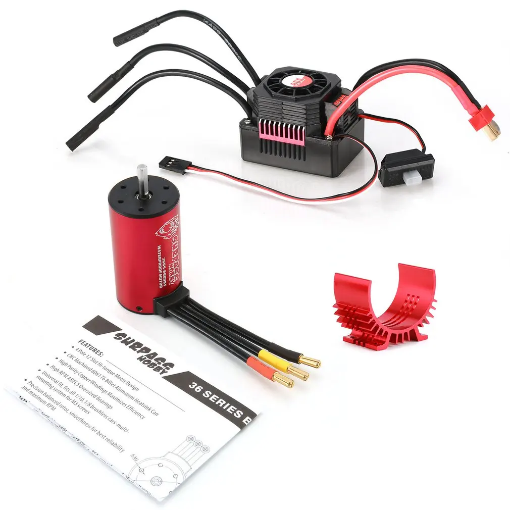 SURPASSHOBBY KK 3665 2900KV бесщеточный двигатель с 80A водонепроницаемый ESC для 2S 3S 1:10