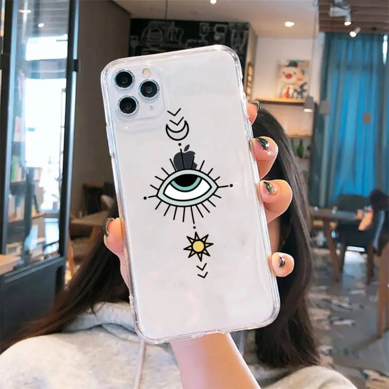 

Blue Evil eye aesthetics pattern Phone Case Transparent for iPhone 6 7 8 11 12 s mini pro X XS XR MAX Plus