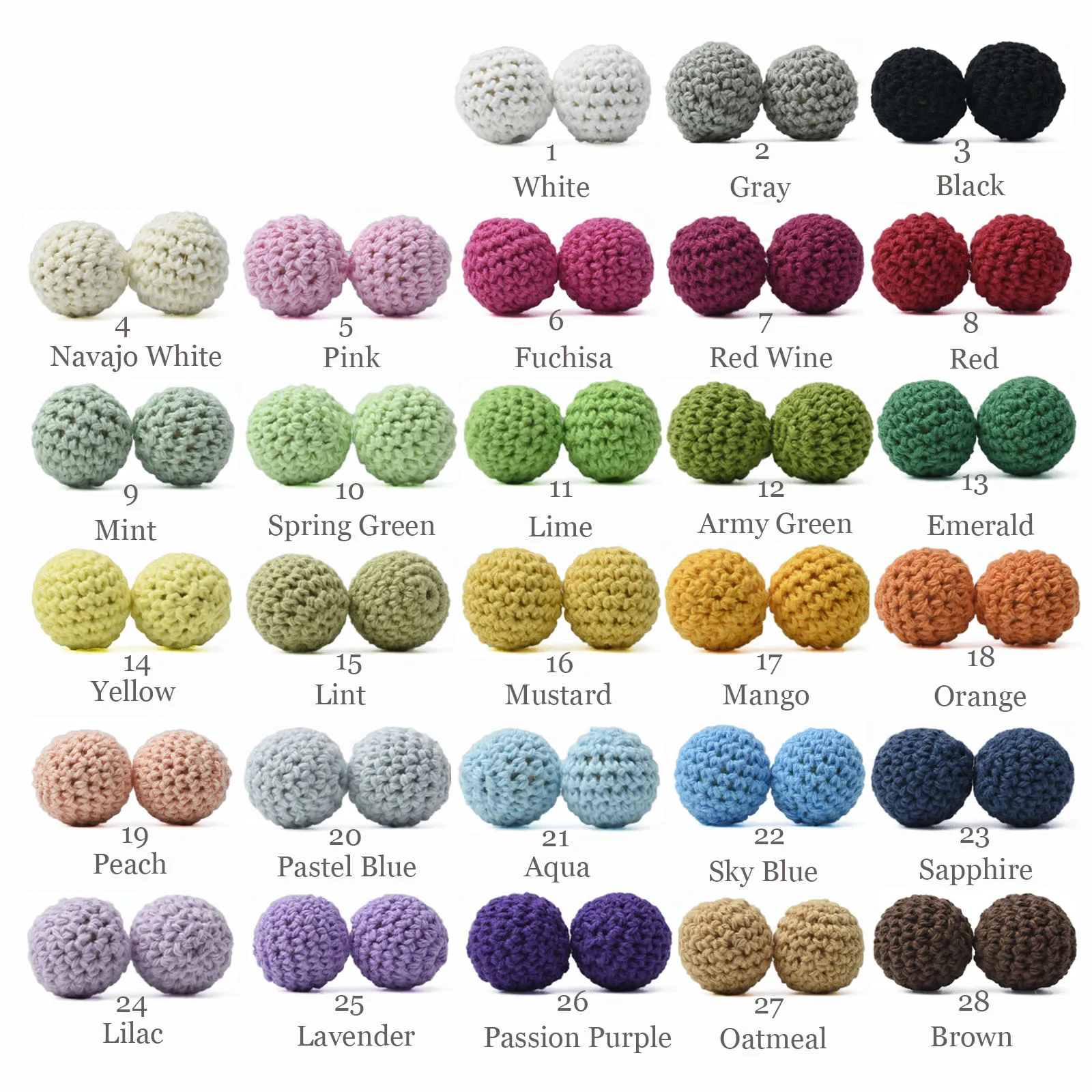 TeenyTeeny-Cuentas de ganchillo para dentici&oacute;n de beb&eacute;, abalorios masticables de 16mm, joyer&iacute;a DIY, accesorios de enfermer&iacute;a, Gehaakte juguete, 50 Uds.-1