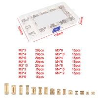 250pcsset hand tool sets nut m2 m3 m4 brass cylinder knurled threaded round insert embedded nuts with plastic box nut