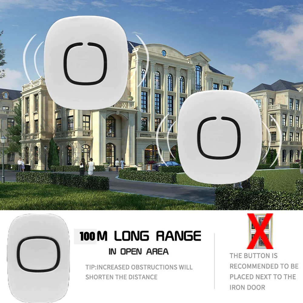 

Smart Wireless Doorbell Welcome Bell Intelligent Home Security Villa Store Hotel Entry Elderly Patient Pager Remote Control