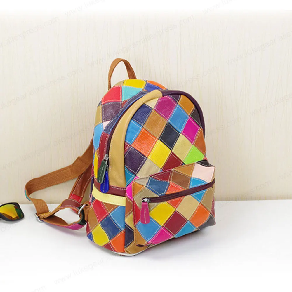 Рюкзак из натуральной кожи ручной работы красочные сумки для женщин маленькие