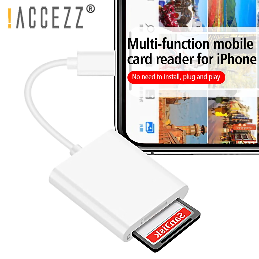 

!ACCEZZ 2 in 1 Card Reader Micro SD to Lighting OTG Adapter For iPhone 12 11 XS Pro Max X 8 7 iOS13 Converter Memory Card Reader