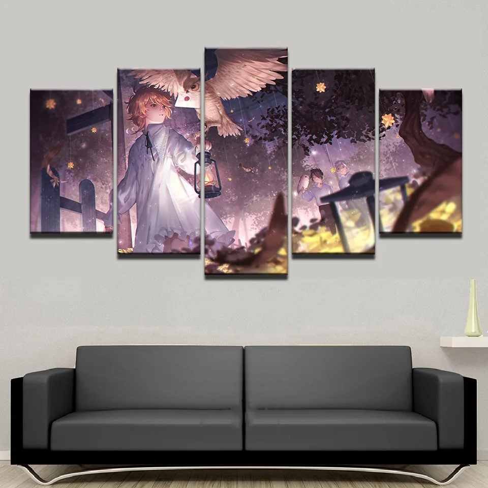 

Wall Art Canvas Painting Home Decor 5 Pieces The Promised Neverland Pictures Modular HD Poster Printed For Living Room Framework
