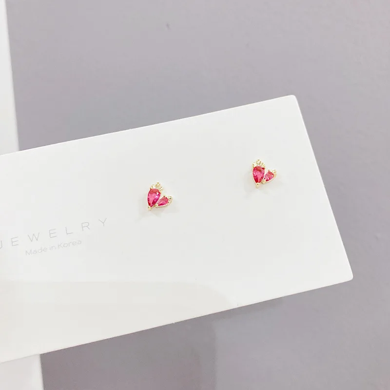 

2021 New Design 6 Pcs 14K Real Gold Cute Rabbit Stud Earrings Luxury Jewelry Cubic Zircon Carrot Earrings