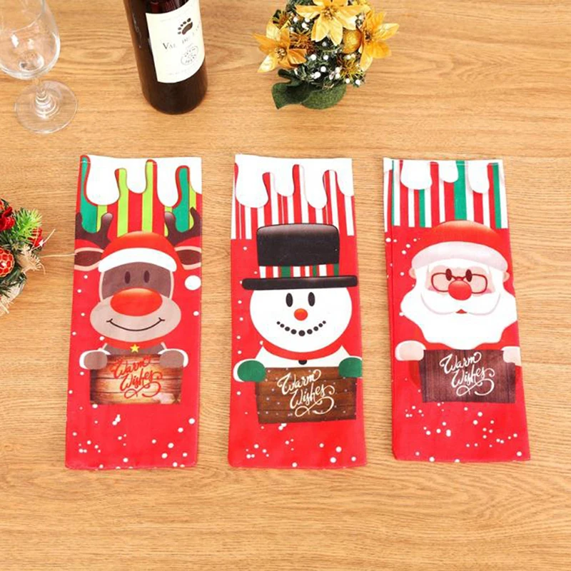 

Новинка, 1 предмет, для рождественской вечеринки Home Decor настольная лампа Санта-Клаус снеговика белье бокал для шампанского красные чехлы для...