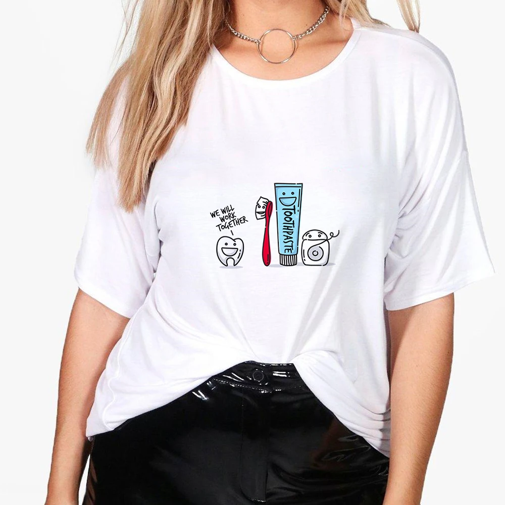 

Summer Women's Tshirt Crewneck Have A Willie Nice Day Short Sleeve WE WILL WORK TOGETHER Printed Oversize T Shirt Vegan