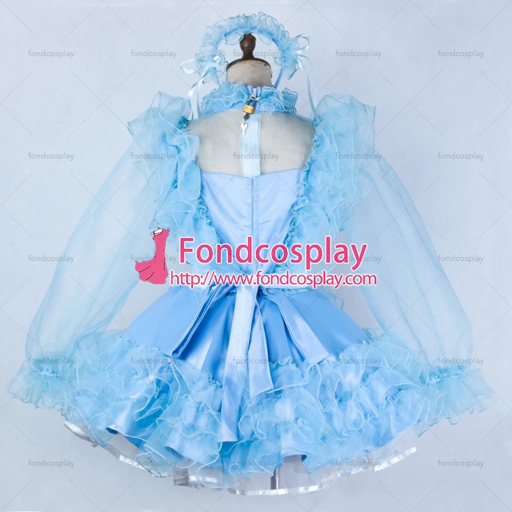 Сексуальная одежда для взрослых с крестом fondcosplay женское Короткое синее атласное