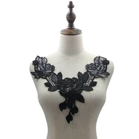 new black pu leather lace collar appliques rose embroidery sew patch handmade craft ornament fabric neckline decor applications