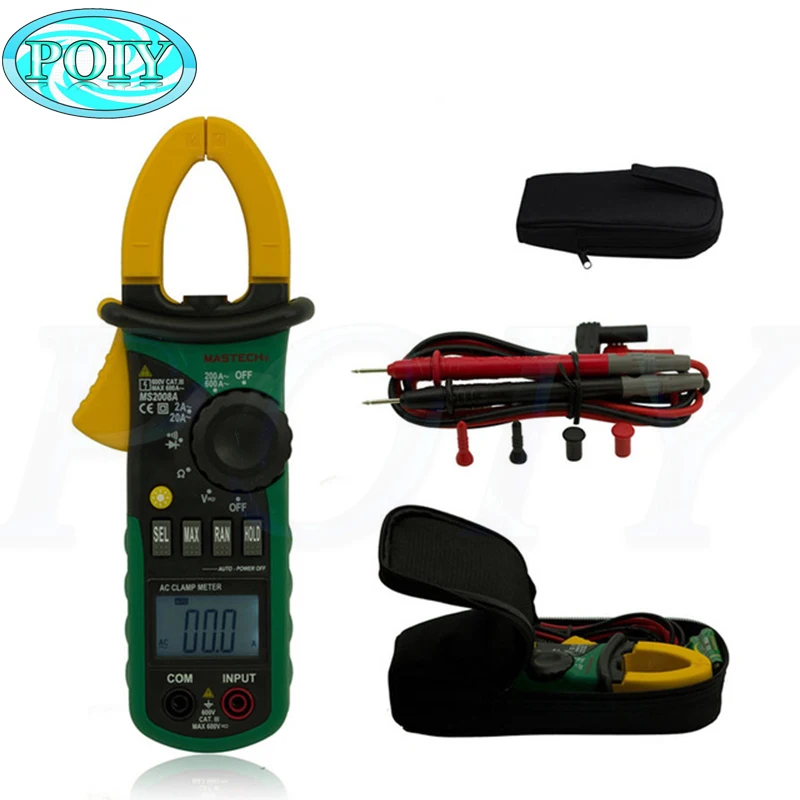 Mastech MS2008A 1999 отсчетов Мини цифровой AC Ток клещи мультиметр Multimetro Амперметр Вольтметр Омметр с ЖК-подсветкой