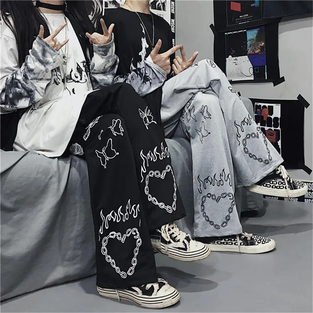 

Butterfly Loose Kawaii Pants Women Cargo Trousers 2021 Autumn Streetwear Harajuku Dance Female Korean Long Straight-leg Pants