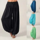 Брюки-шаровары женские, из хлопка и льна, однотонные, свободные, большие размеры, 2021