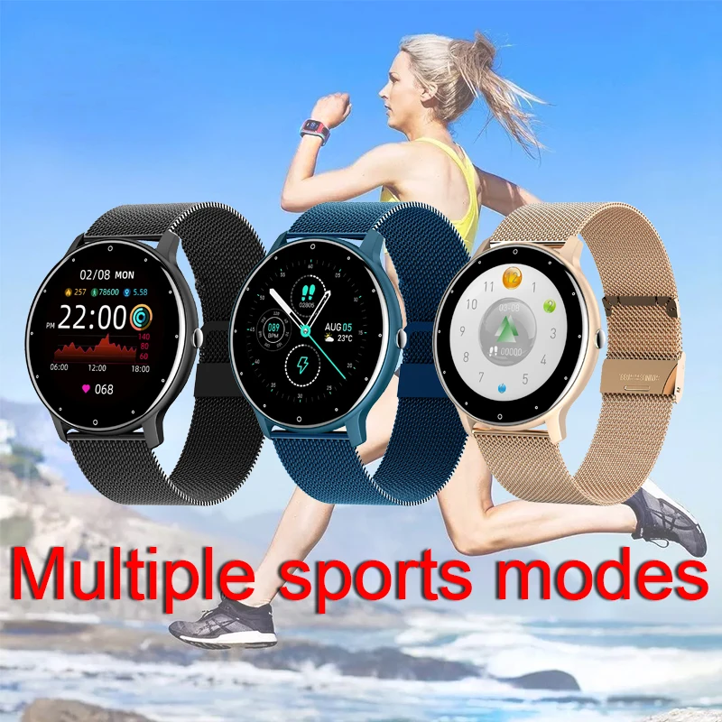 rollstimi new full touch sport women smart watch men ip67 heart rate fitness for android ios bluetooth phone tracker smart watch free global shipping
