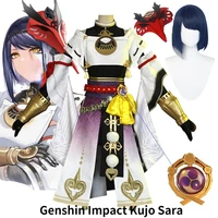 anime game genshin impact kujo sara cosplay costume wigs dress party outfit uniform women halloween carnival costumes